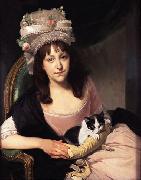Johann Zoffany Portrait of Sophia Dumergue holding a cat oil